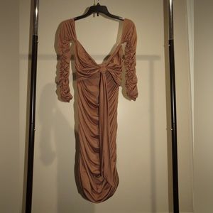 SHEIN brown strapless ruched bodycon dress